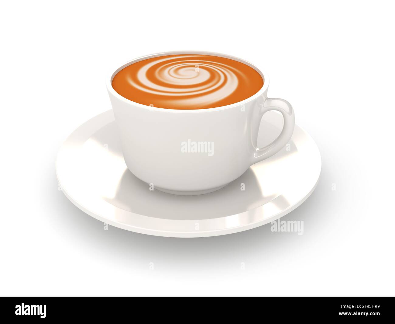 White cup of coffee on a white background. 3d rendered image Stock Photo