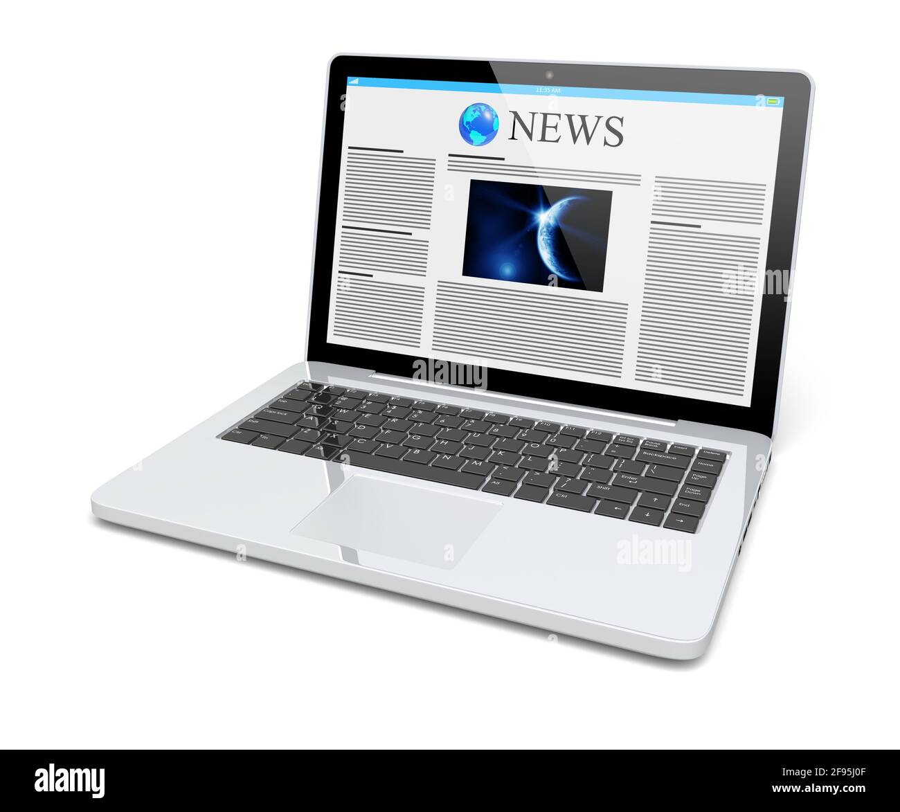 Laptop with news page on a screen. Technology and science concept. 3d image Stock Photo