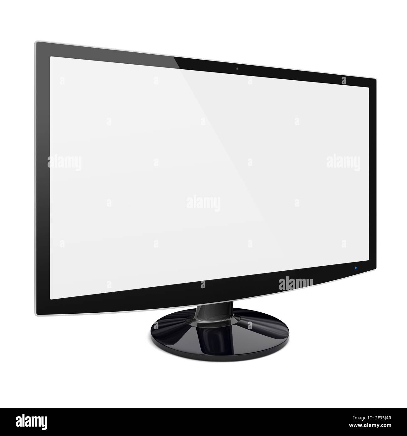 Computer wide monitor with a blank screen. Isolated on a white. 3d ...