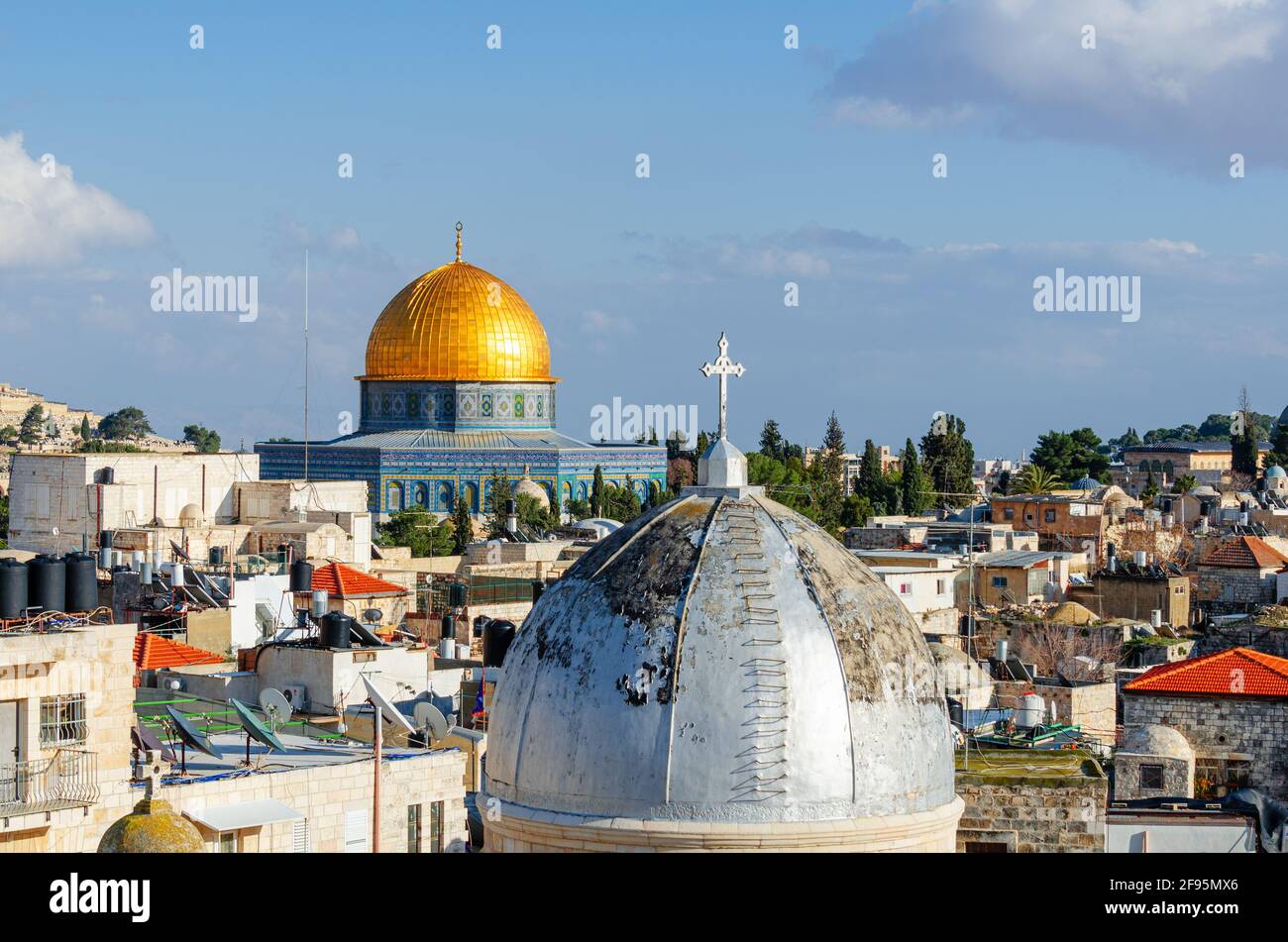 Skyline of the Old City in Jerusalem, Israel. Stock Photo