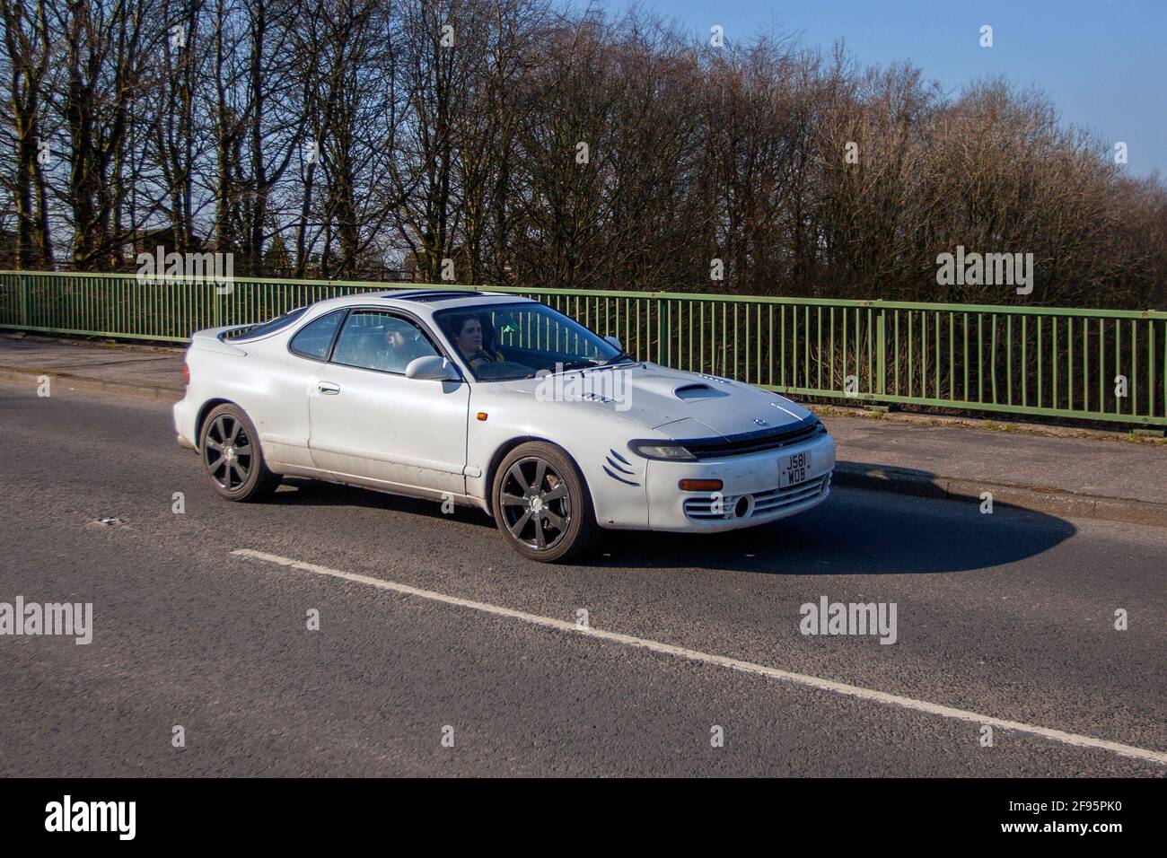 1992 Toyota Celica Gt4; moving vehicles, cars, vehicle driving on UK roads, motors, motoring on the M6 English motorway road network Stock Photo