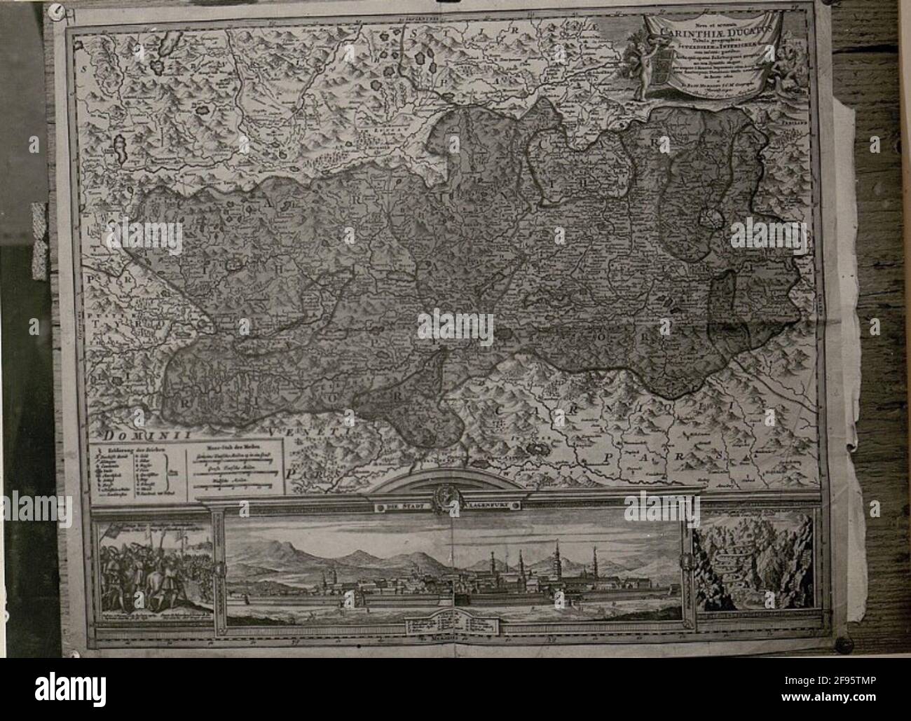 Reproduction of the map of Carinthia from the museum in Villach. . Stock Photo