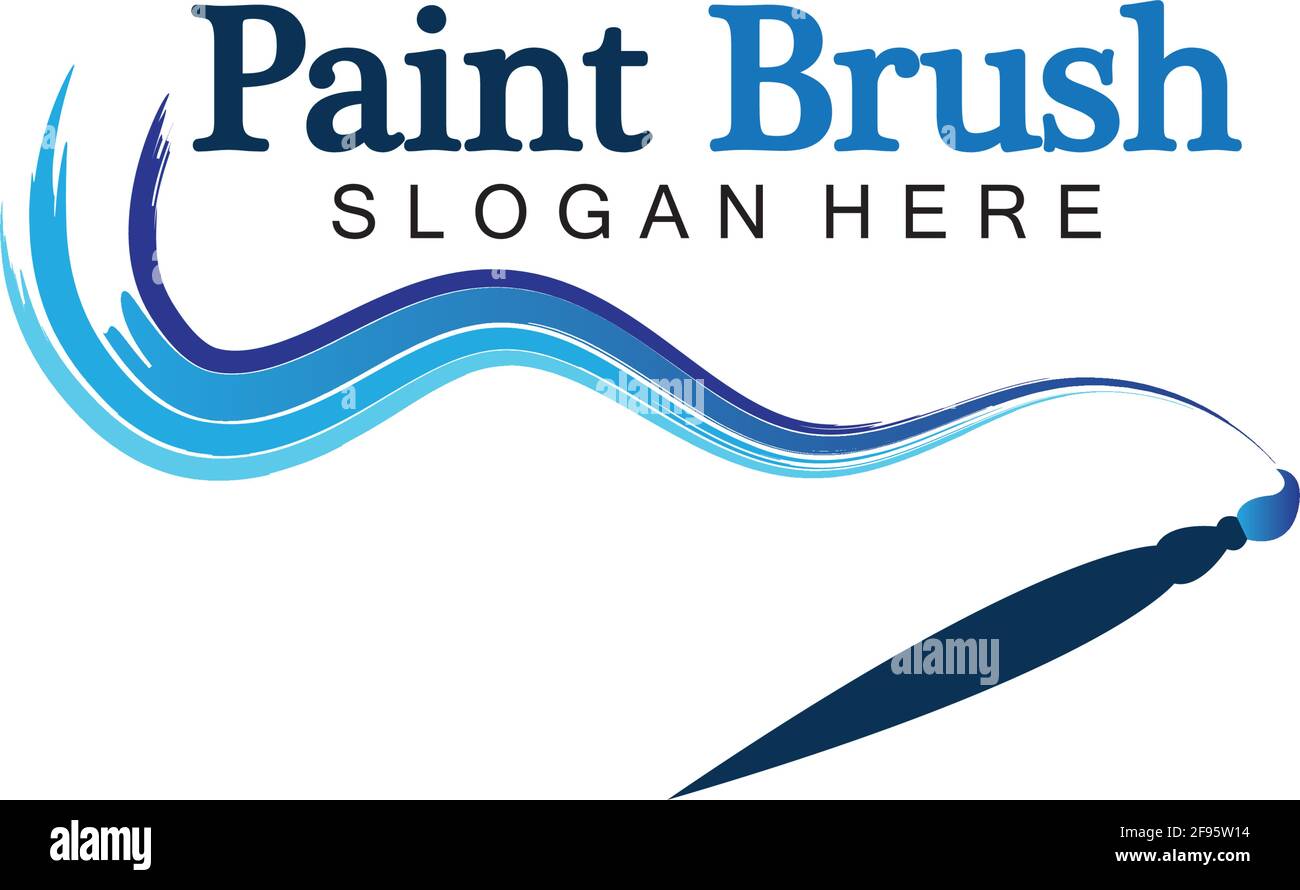 Abstract vector painting brush and colorful paint splash icon, emblem ...