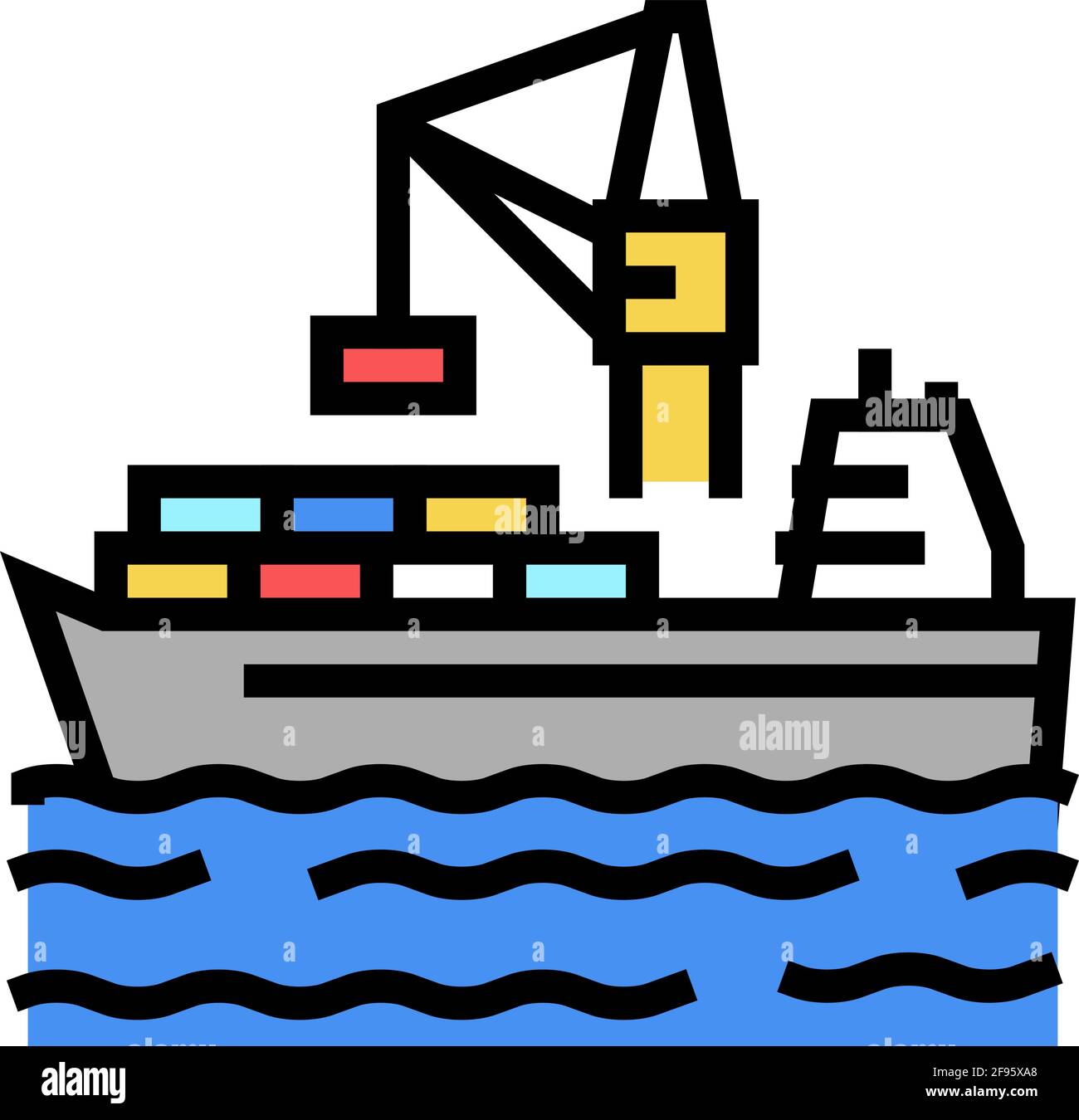 containers loading on ship in port color icon vector illustration Stock  Vector Image & Art - Alamy