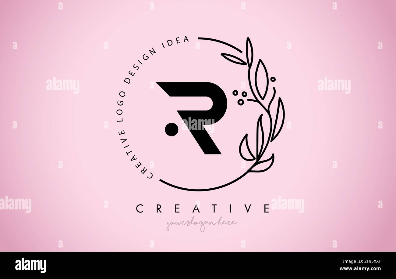r-letter-floral-logo-design-with-creative-elegant-leaf-monogram-branch