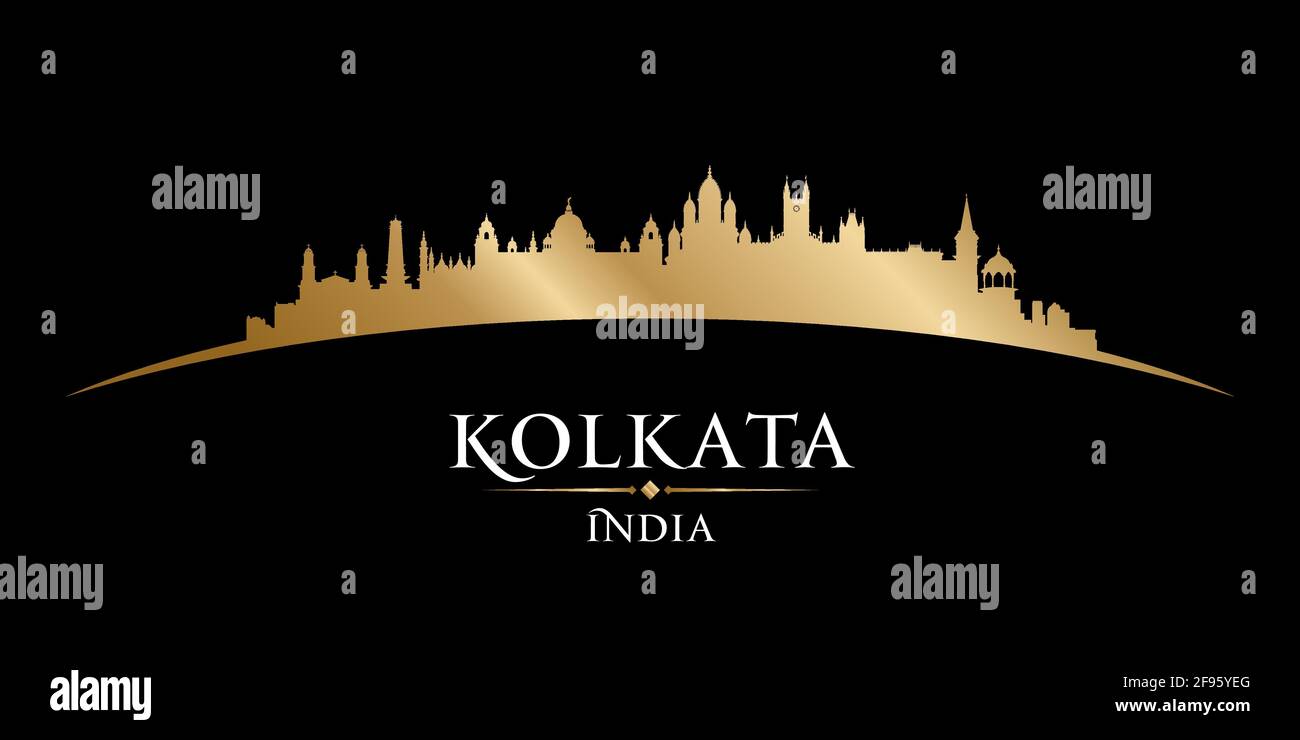 Kolkata India city skyline silhouette. Vector illustration Stock Vector