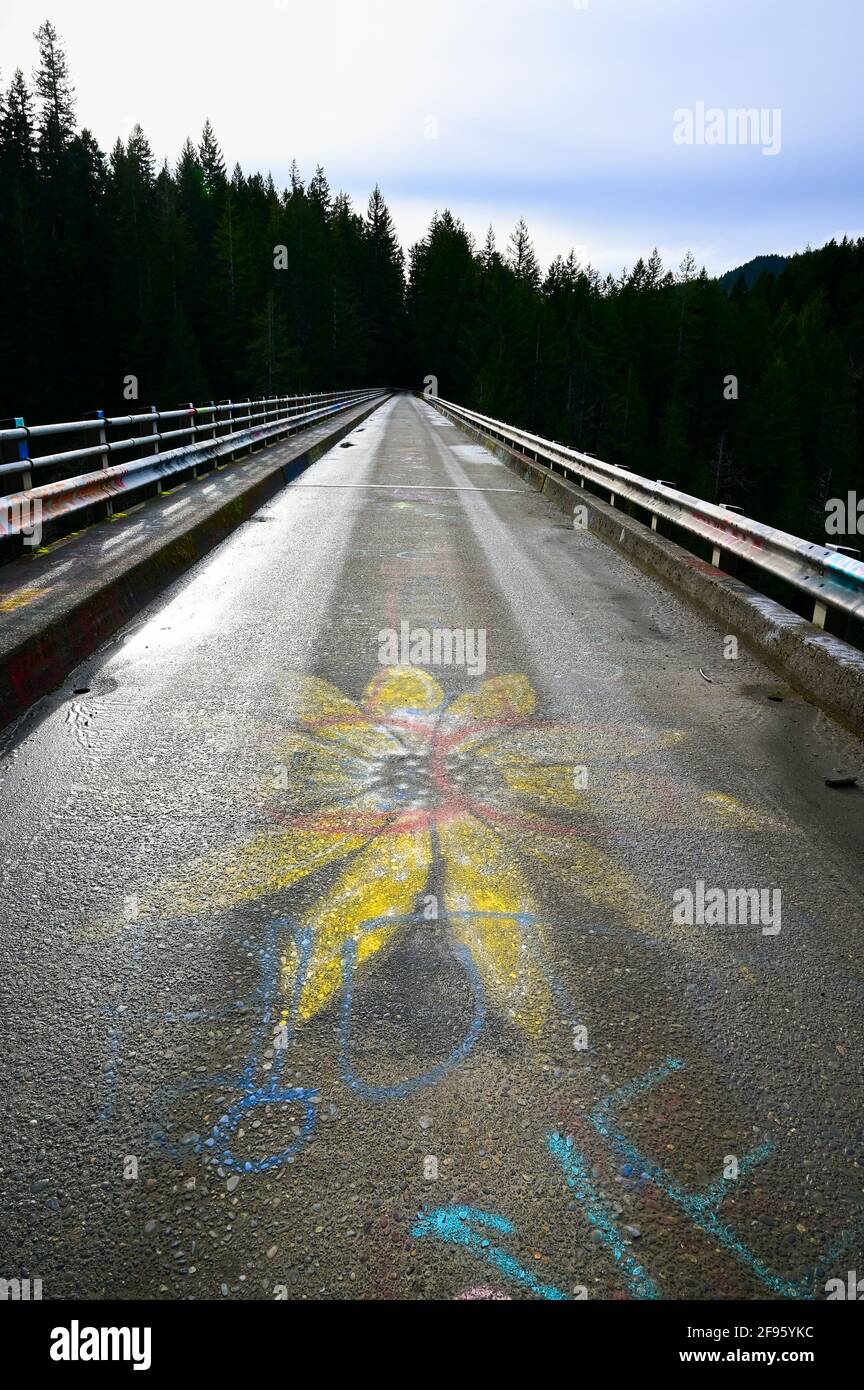 High Steel Bridge With Graffiti Paint Stock Photo