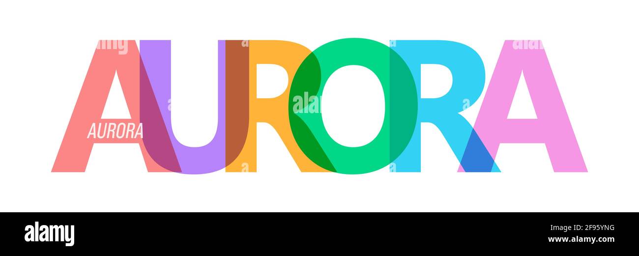 AURORA. Lettering on a white background. Vector design template for