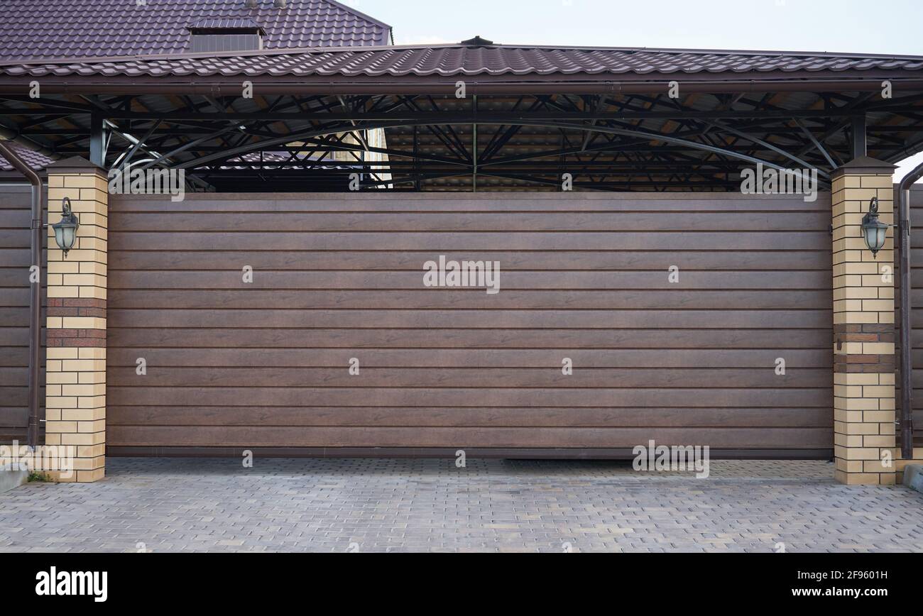 Modern sliding wide gates Stock Photo