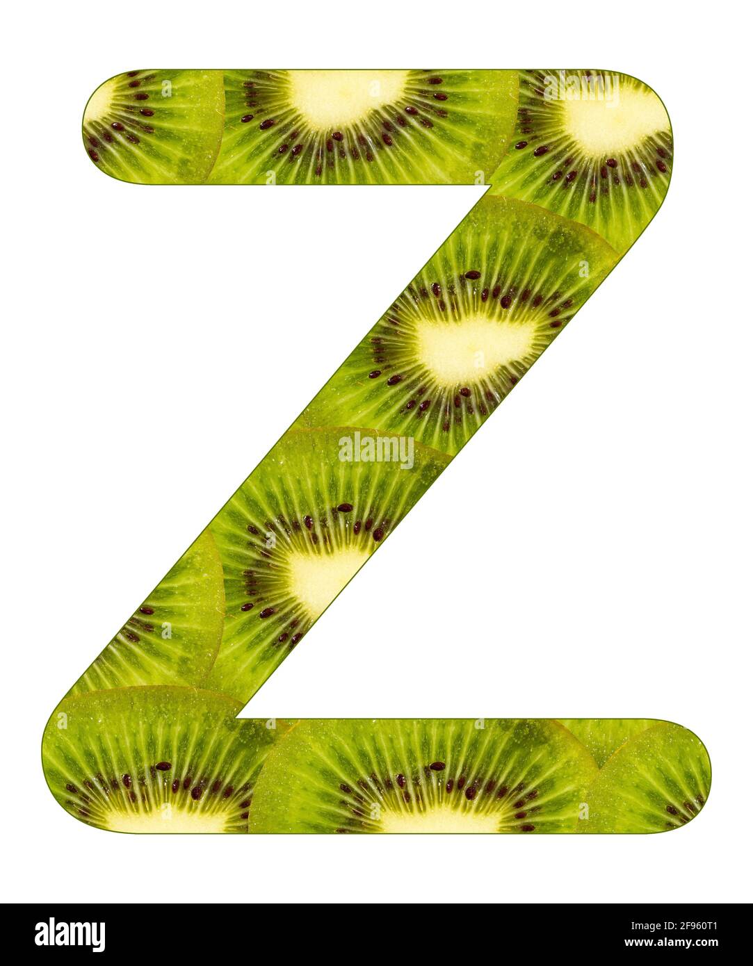 Alphabet letter Z with kiwi fruit background - Actinidia deliciosa Stock Photo