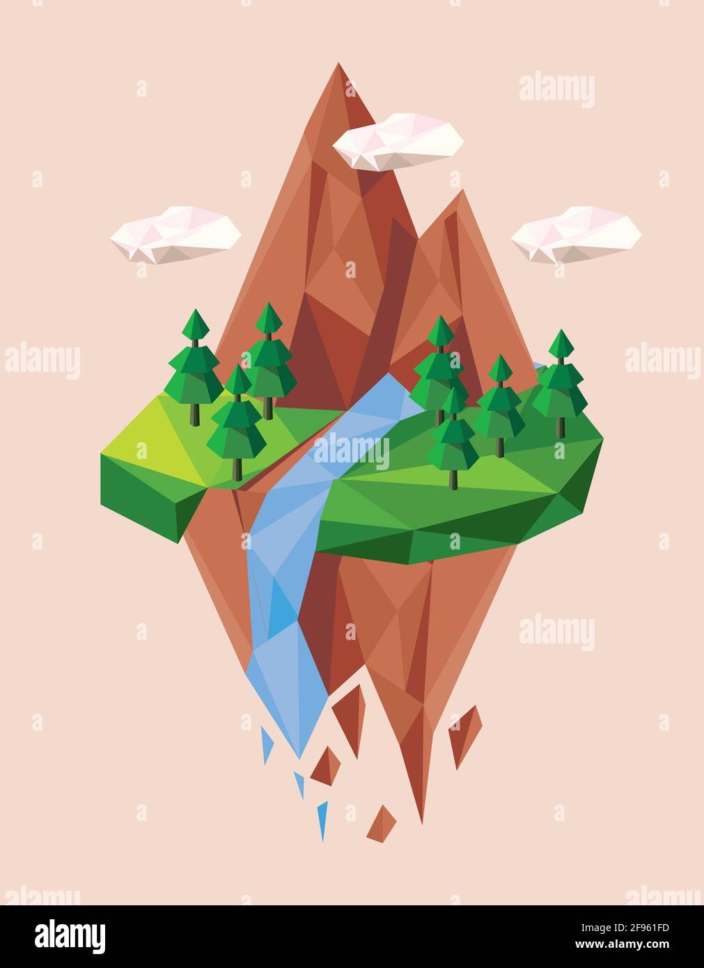 river lowpoly scene Stock Vector