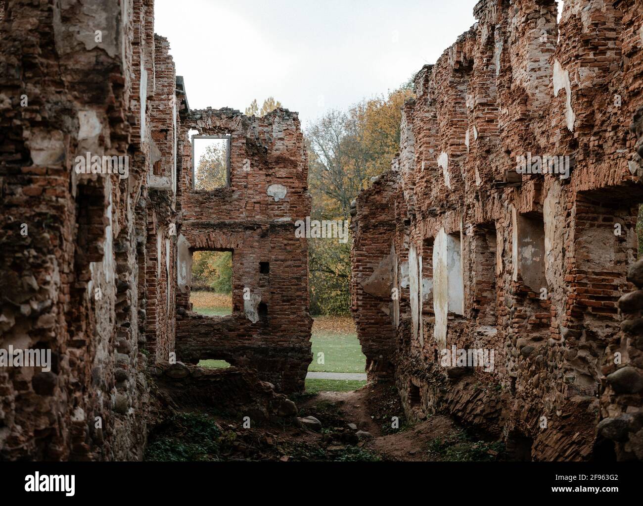 Beautiful view of Balga Castle Ruins in Kaliningrad Oblast, Russia Stock Photo
