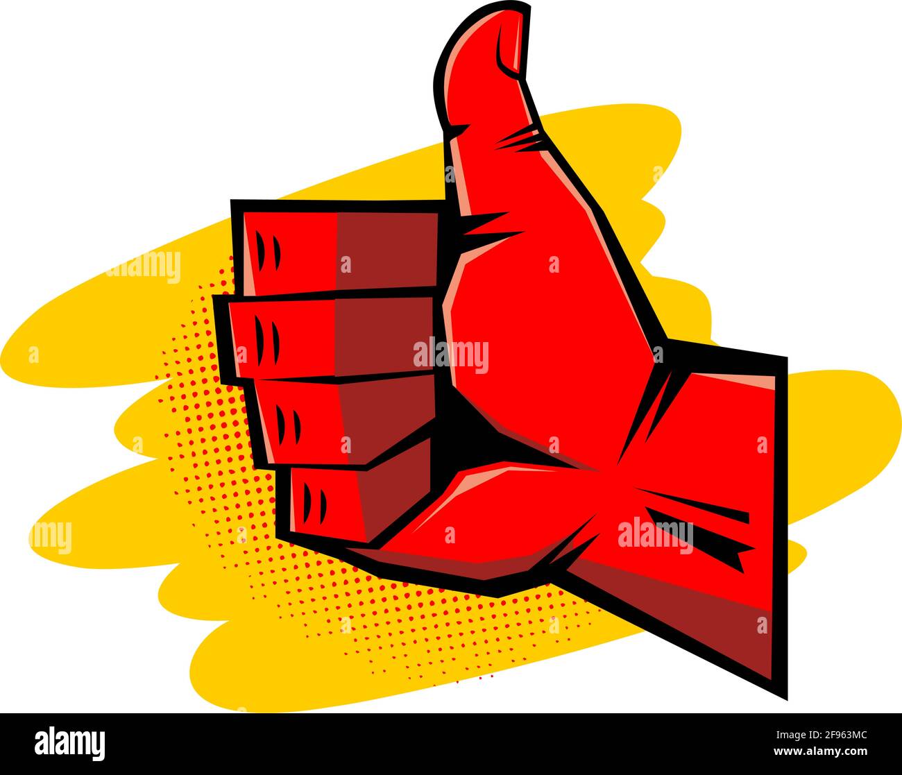 Thumb up. Like icon in retro comic style. Vector on transparent background Stock Vector