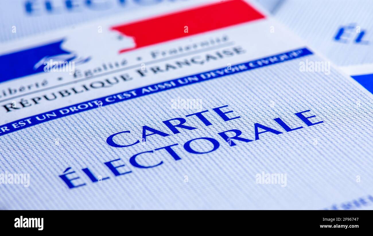 French electoral card. Each French voter receives a card allowing them to vote in elections in France Stock Photo