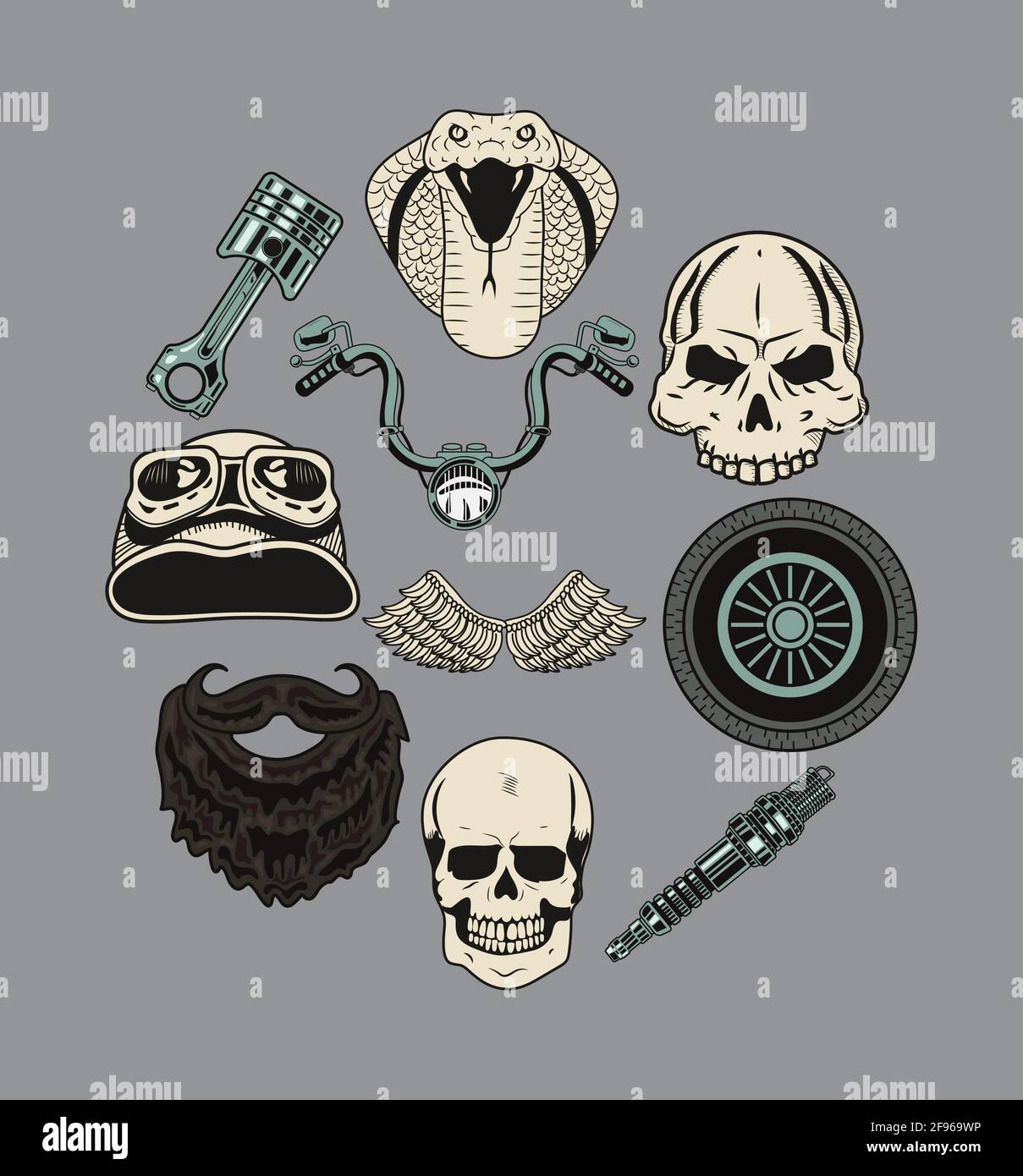 biker patches around Stock Vector