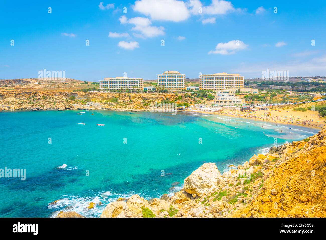 Golden Bay beach on Malta Stock Photo Alamy