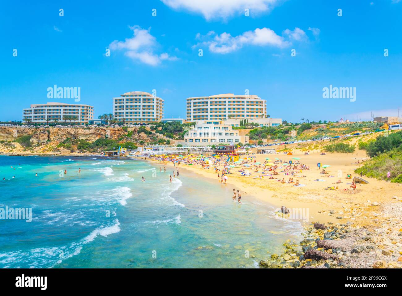 Golden Bay beach on Malta Stock Photo - Alamy