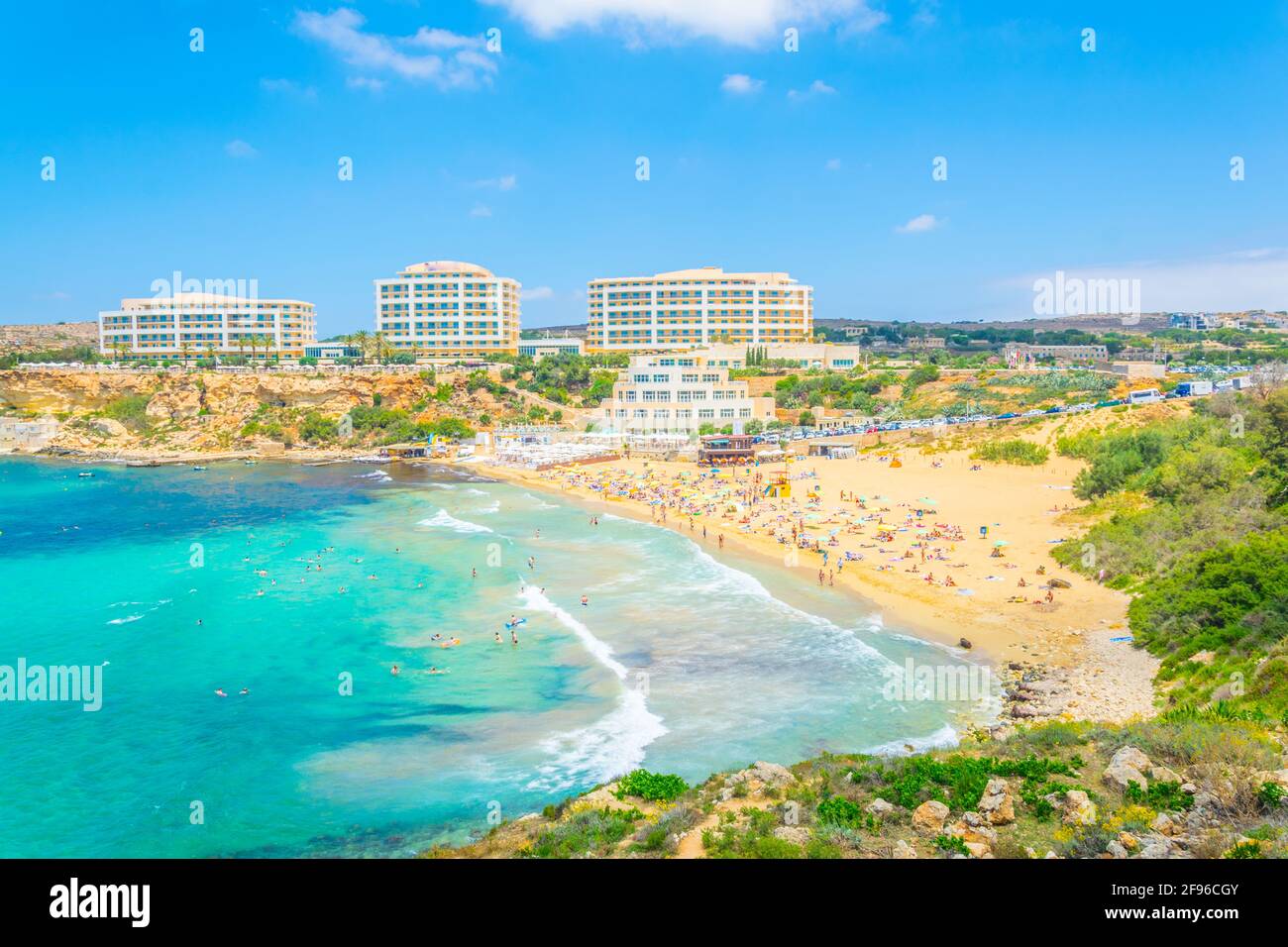 Golden Bay beach on Malta Stock Photo Alamy