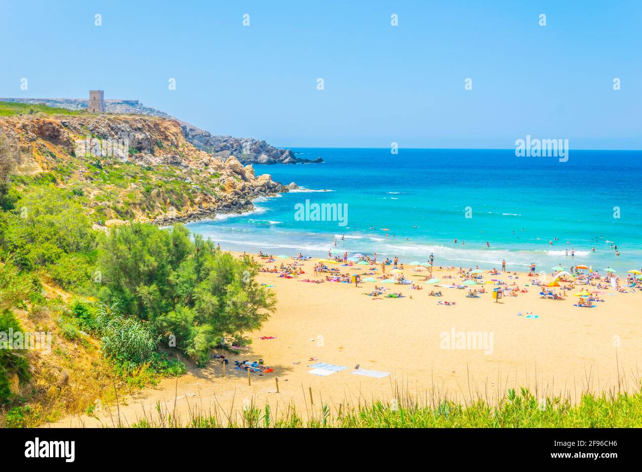 Golden Bay beach on Malta Stock Photo Alamy