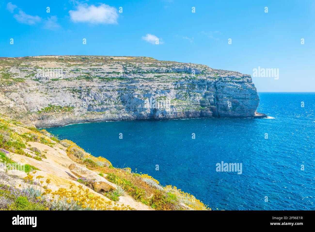 View of rugged seacoast near Dwejra point, Gozo, Malta Stock Photo