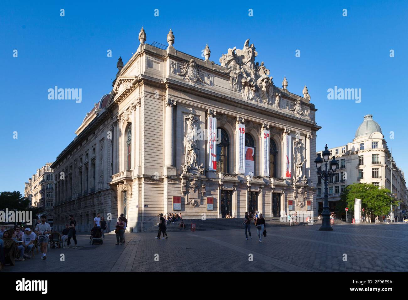 Lille, France - June 22 2020: The Opéra de Lille is a neo-classical opera house, built from 1907 to 1913 on the place du Théâtre next to Chamber of Co Stock Photo