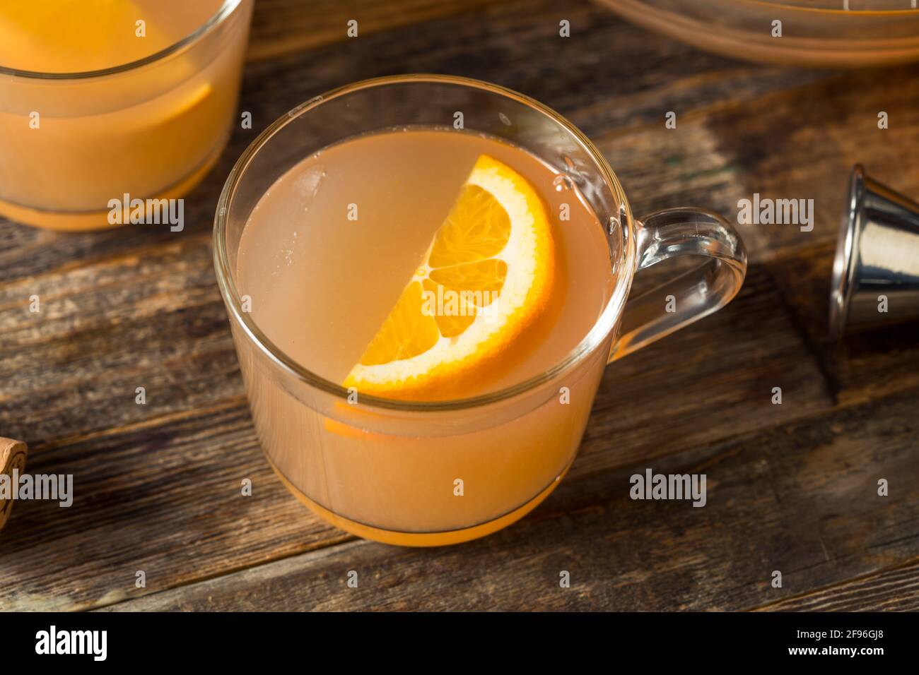Boozy Champagne Mothers Ruin Orange Punch with Gin Stock Photo