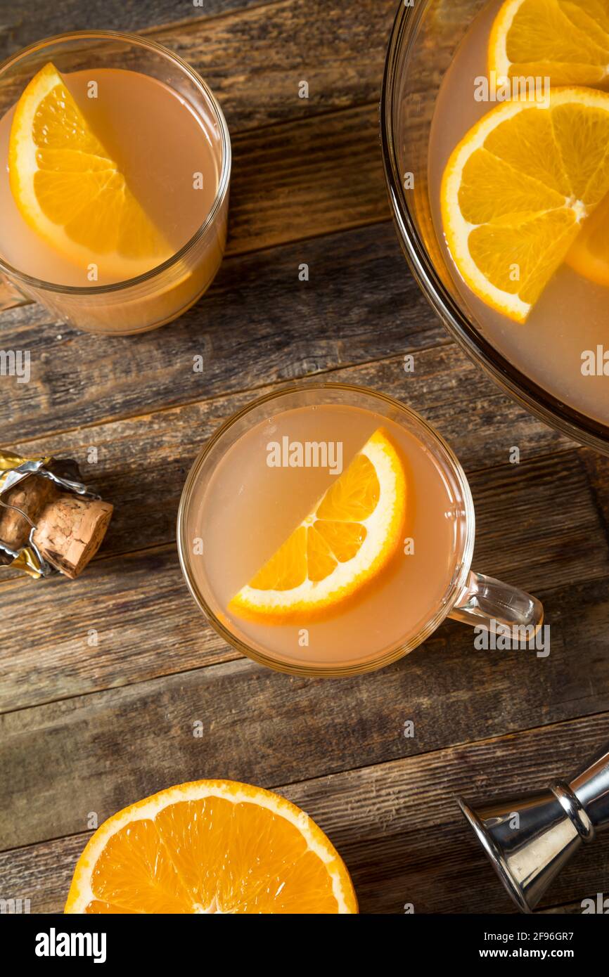 Boozy Champagne Mothers Ruin Orange Punch with Gin Stock Photo Alamy