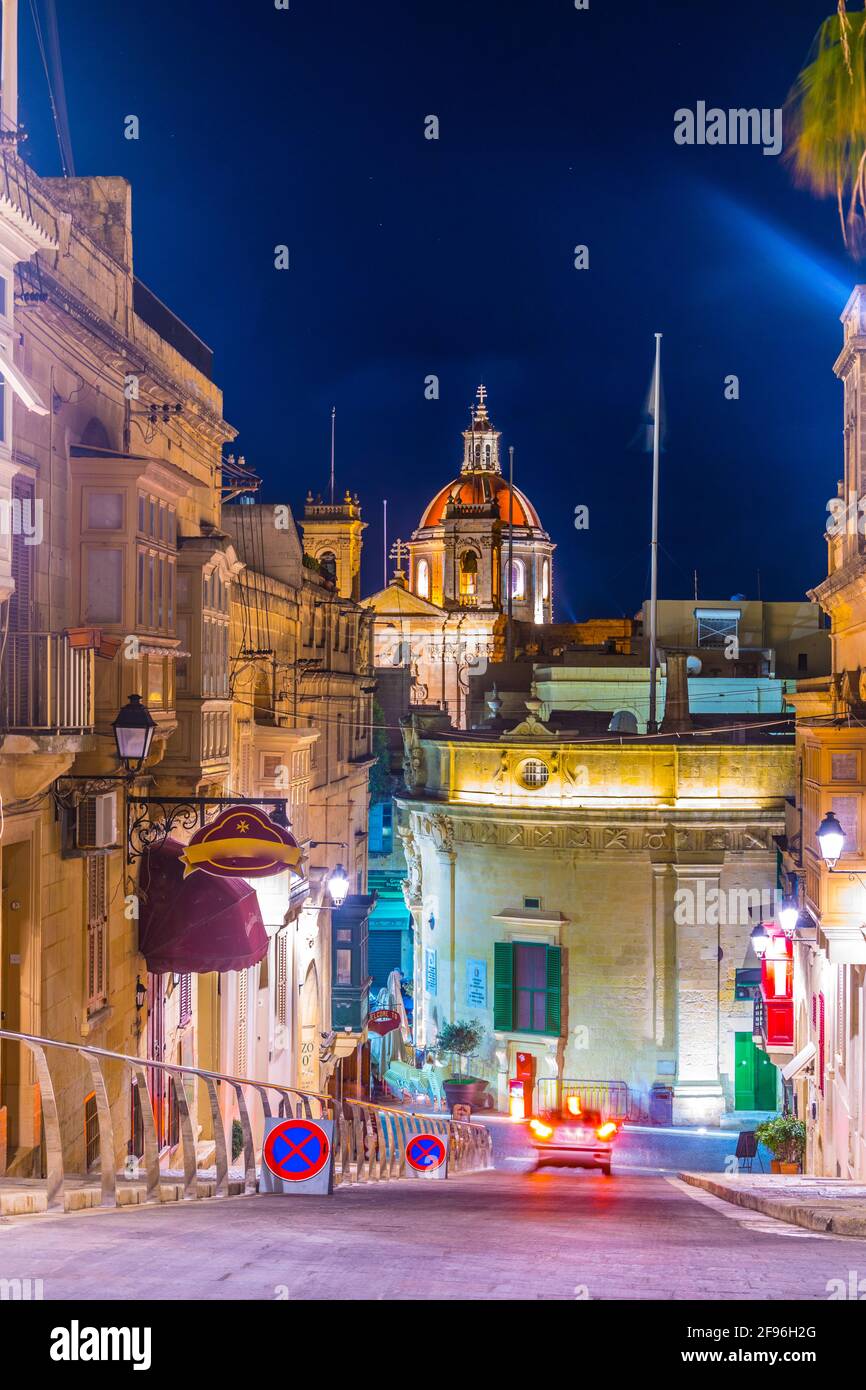 Victoria Rabat Streets Night view of a narrow street in Victoria (Rabat), Gozo, Malta Stock ...