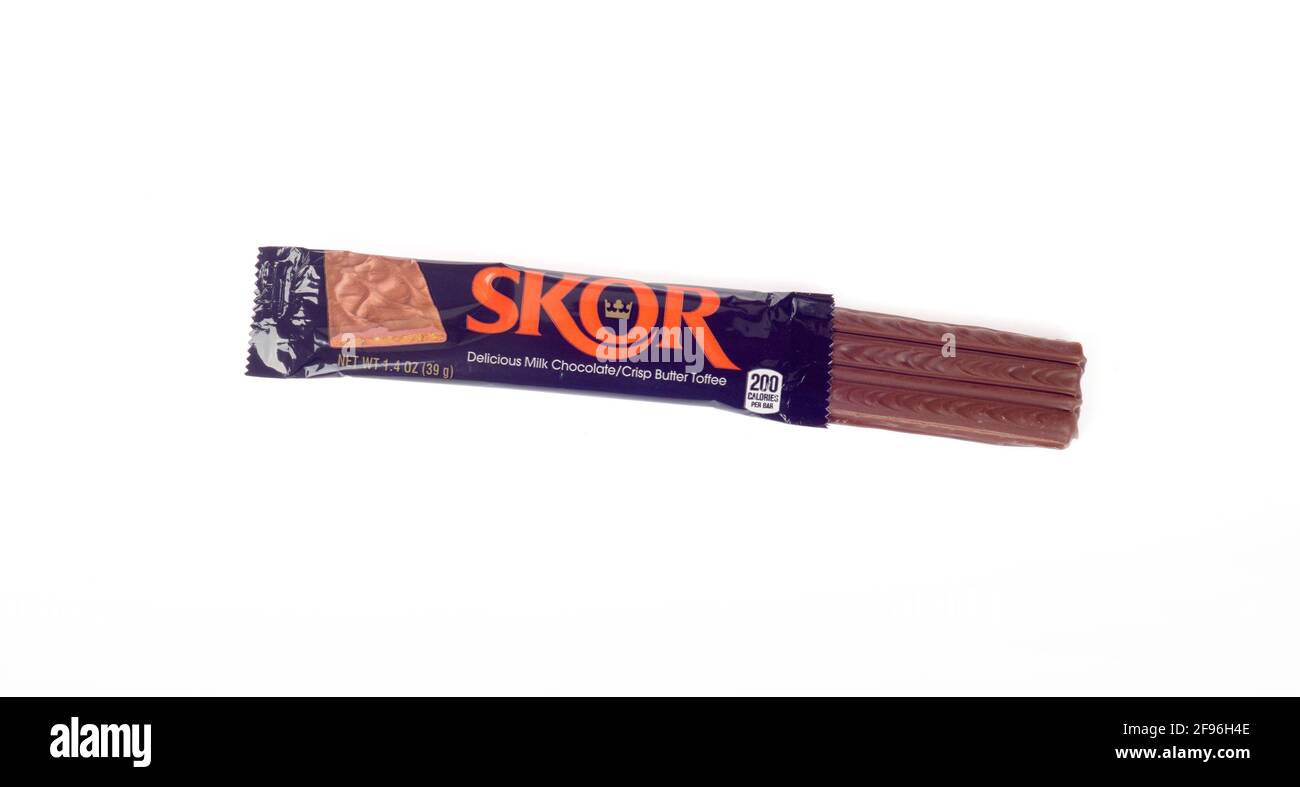 Skor Candy bar, with Chocolate and Toffee,  by The Hershey Company Stock Photo