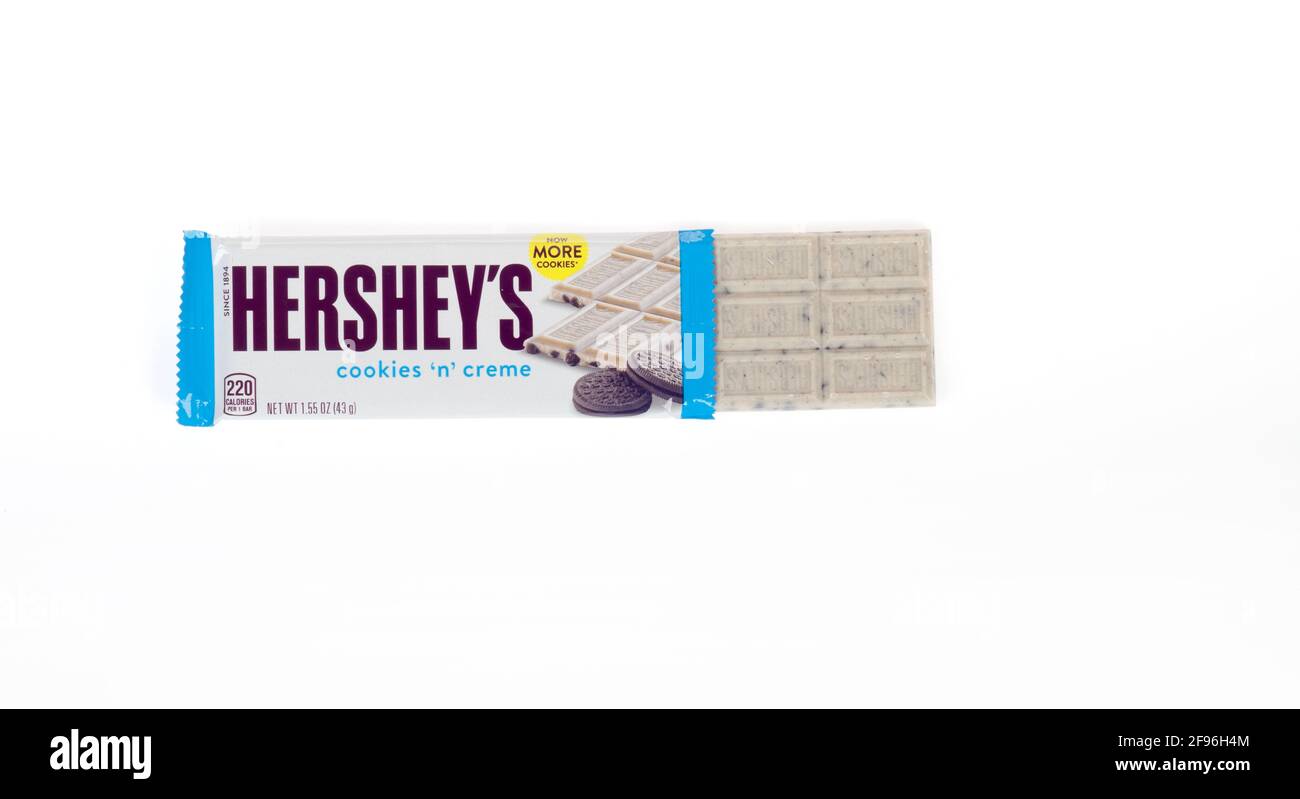 Hershey’s Cookies ’n Creme Candy bar Stock Photo