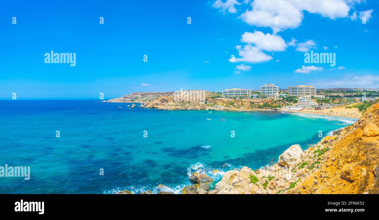 Golden Bay beach on Malta Stock Photo - Alamy