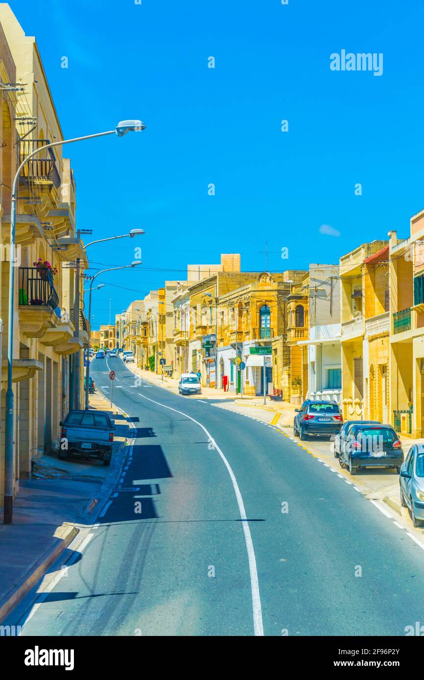 View of a narrow street in Mgarr, Malta Stock Photo Alamy