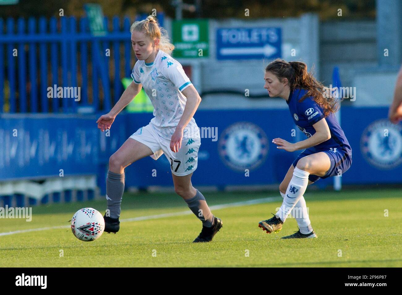 LONDON, UK. APRIL 16TH : Lucy Fitzgerald (London City) controls the ...