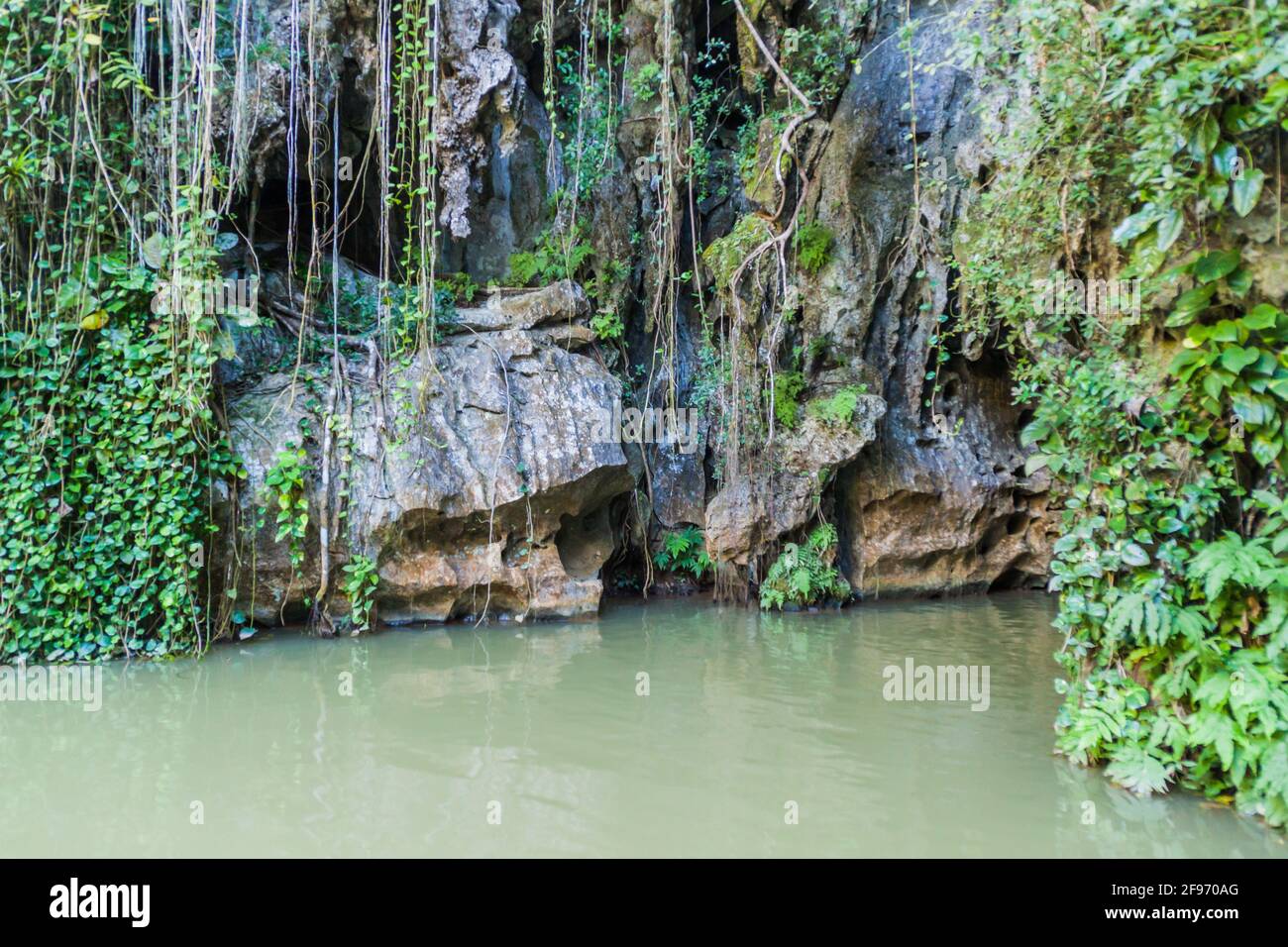 Entrance of Cueva del Indio cave in National Park Vinales, Cuba Stock Photo