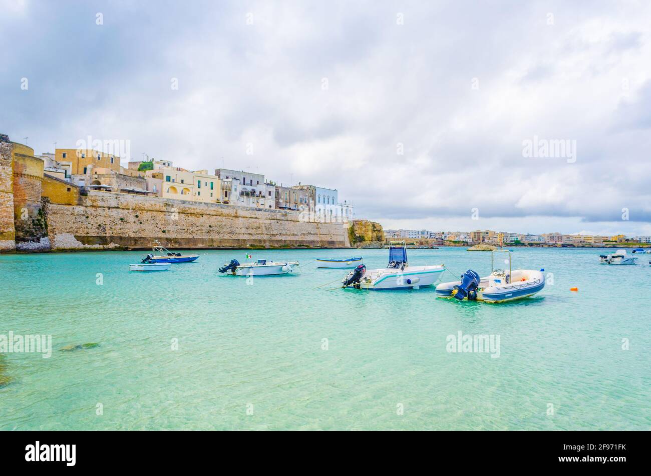 View of a castle in Otranto, Italy. Stock Photo