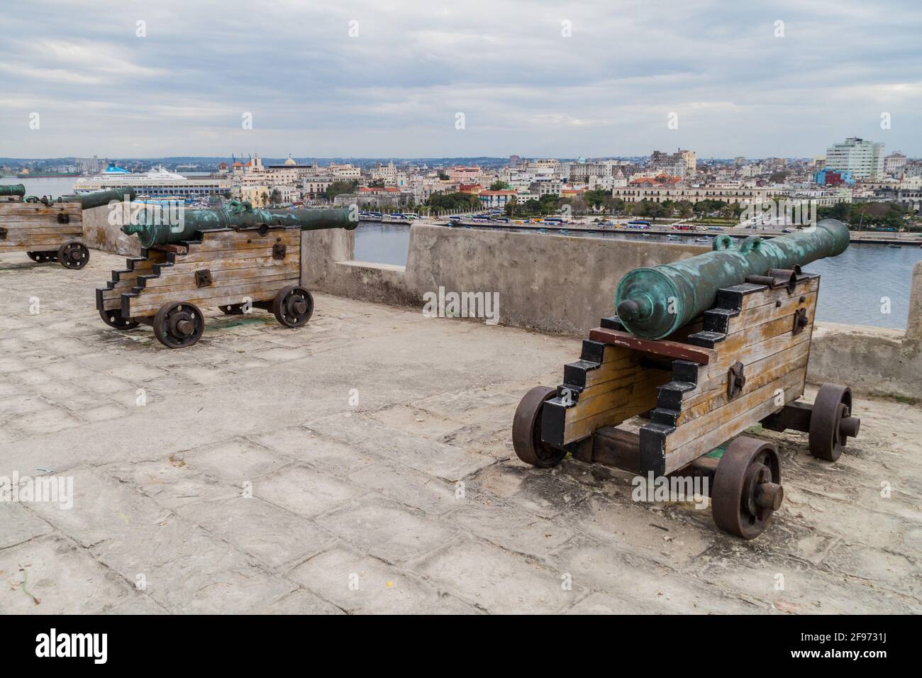 Cannons at La Cabana fortress in Havana, Cuba Stock Photo