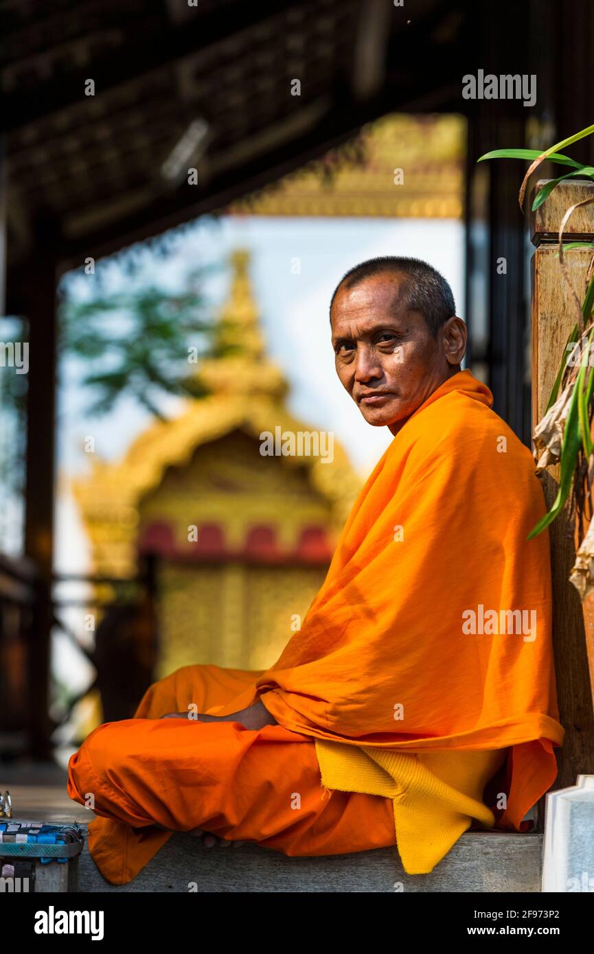 Luang Prabang, Vat Chomkong Temple Stock Photo