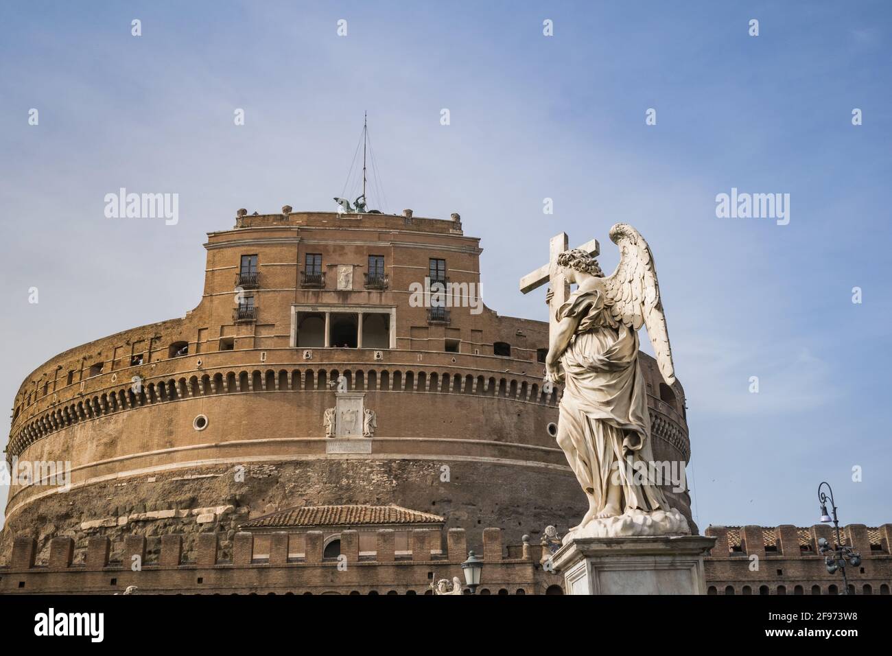 Building Angel Rome Old Castle of Sant Angelo in Rome with angel sculpture in the ...