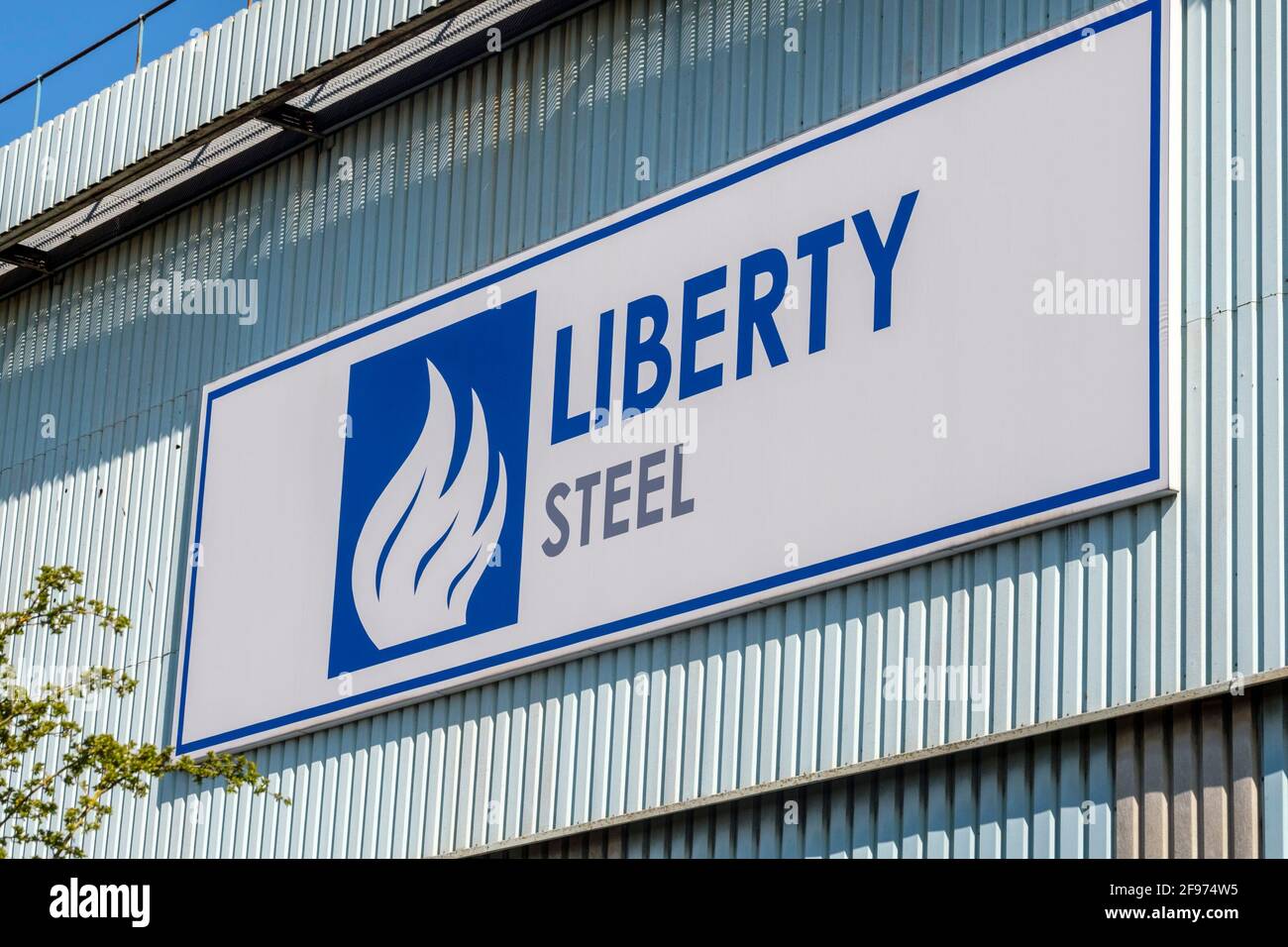 Sheffield, UK, April 16th, 2021. The Stocksbridge plant of Liberty Steel, run by British Indian Sanjeev Gupta. The future of the plant remains uncertain following the collapse of the groups main financier Greensill Capital, Liberty Steel works in Stocksbridge, near Sheffield, north of England on Friday, April 16th, 2021. Stock Photo