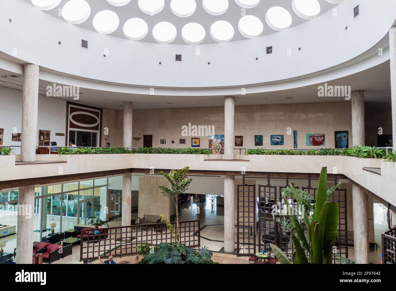 HAVANA, CUBA - FEB 21, 2016: Lobby of Hotel Habana Libre located in the Vedado neighborhood of Havana. Stock Photo