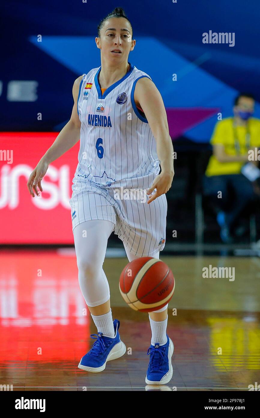 ISTANBUL, TURKEY - APRIL 16 2021, 16-04-2021: Basketbal: Perfumerias Avenida v Sopron Basket: Istanboel ISTANBUL, TURKEY - APRIL 16: Silvia Dominguez of Perfumerias Avenida during the Euroleague Women Final Four match between Sopron Basket and Perfumerias Avenida at Volkswagen Arena on April 16, 2021 in Istanbul, Turkey (Photo by /Orange Pictures) Stock Photo