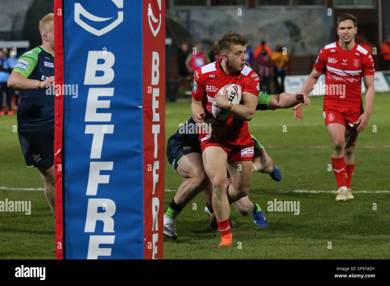 Mike Lewis Rugby Mikey Lewis (20) of Hull KR runs towards the posts in, on 4/16/2021 ...