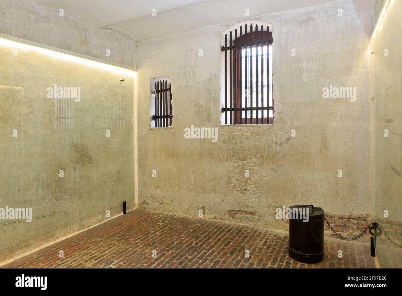 One of the World War I death cells at the town hall of Poperinge, Belgium Stock Photo