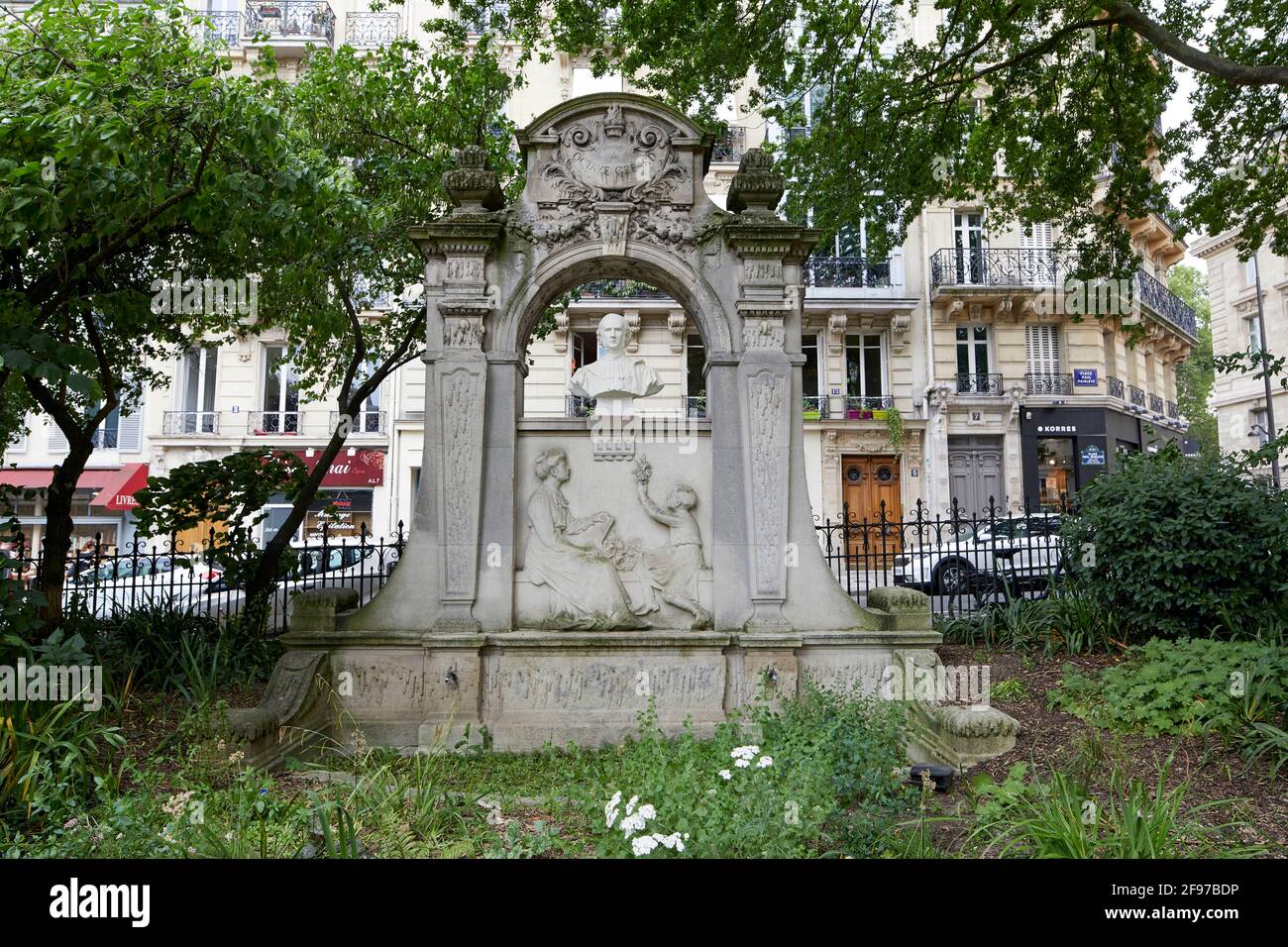 Monument to Octave Greard by Jules Champlain Square Paul Painleve Paris France Stock Photo