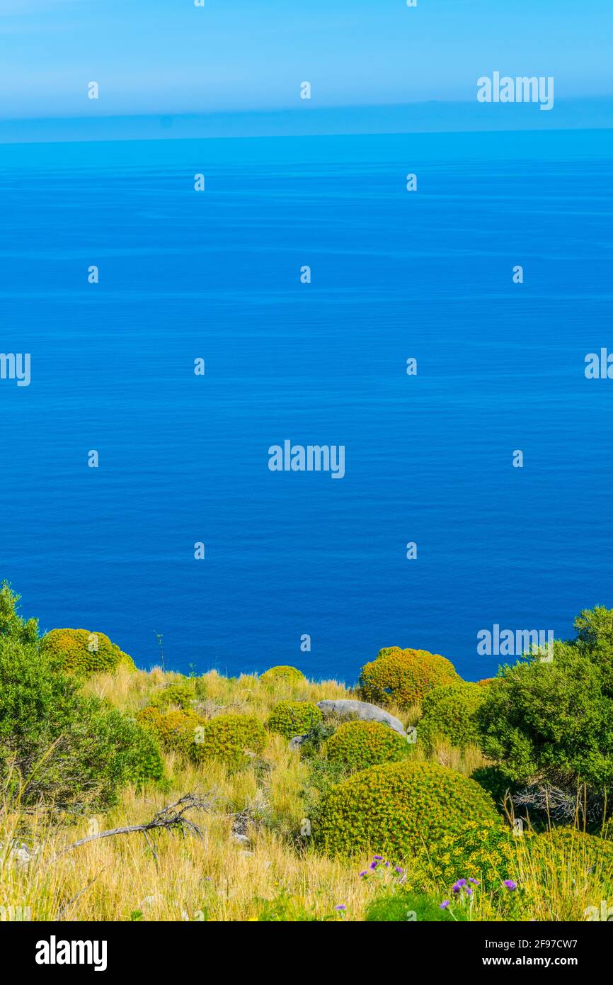 View of pristine nature on the top of rocca in cefalu, sicily, italy Stock - Alamy