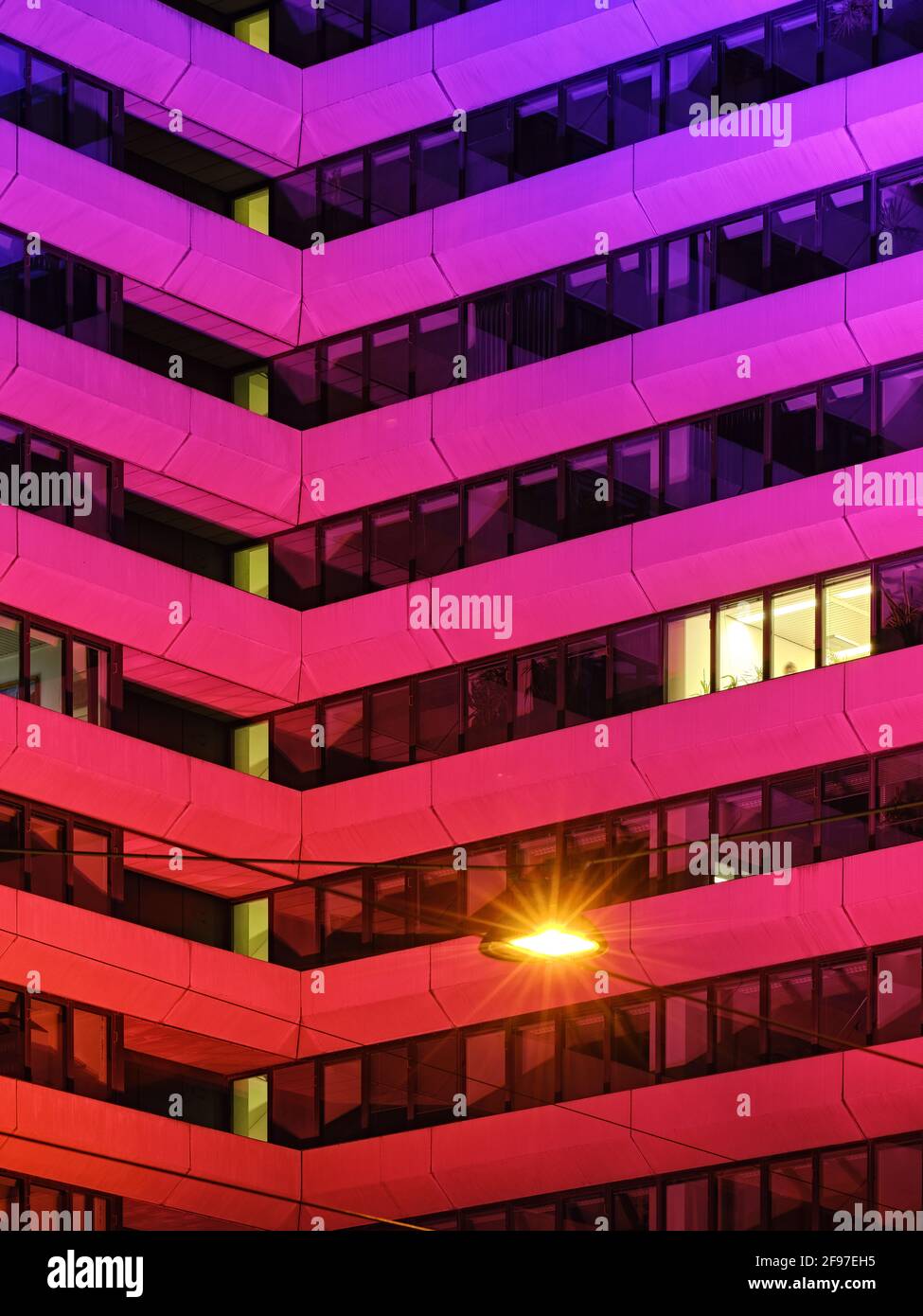 Light installation at the radio house of the Bavarian Broadcasting Corporation Stock Photo