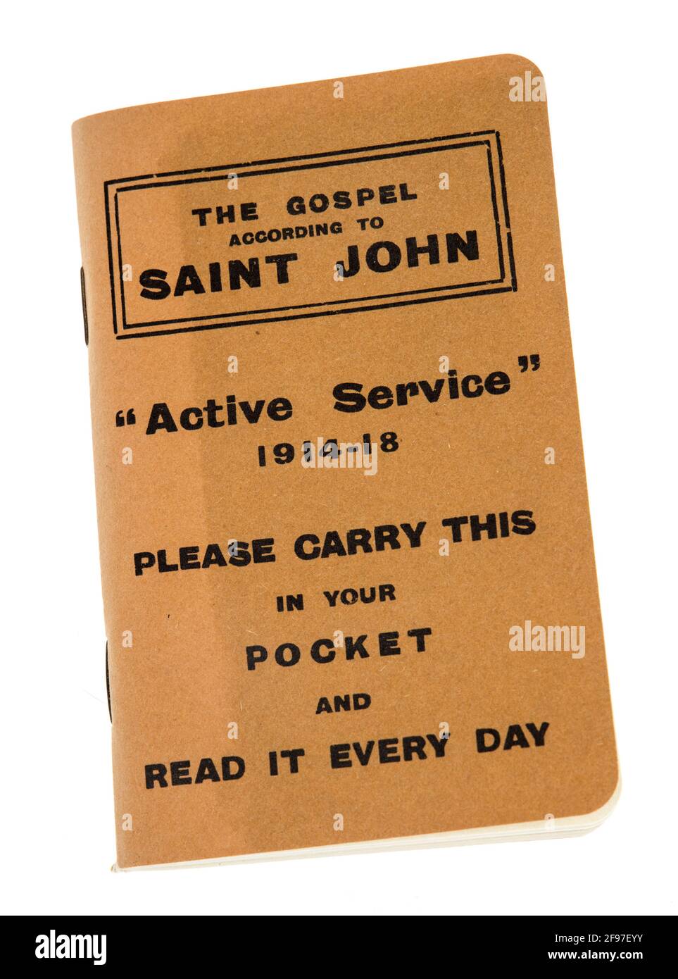 The Gospel according to Saint John, a booklet produced by the Scripture Gift Mission and given to British soldiers on active service during the First Stock Photo