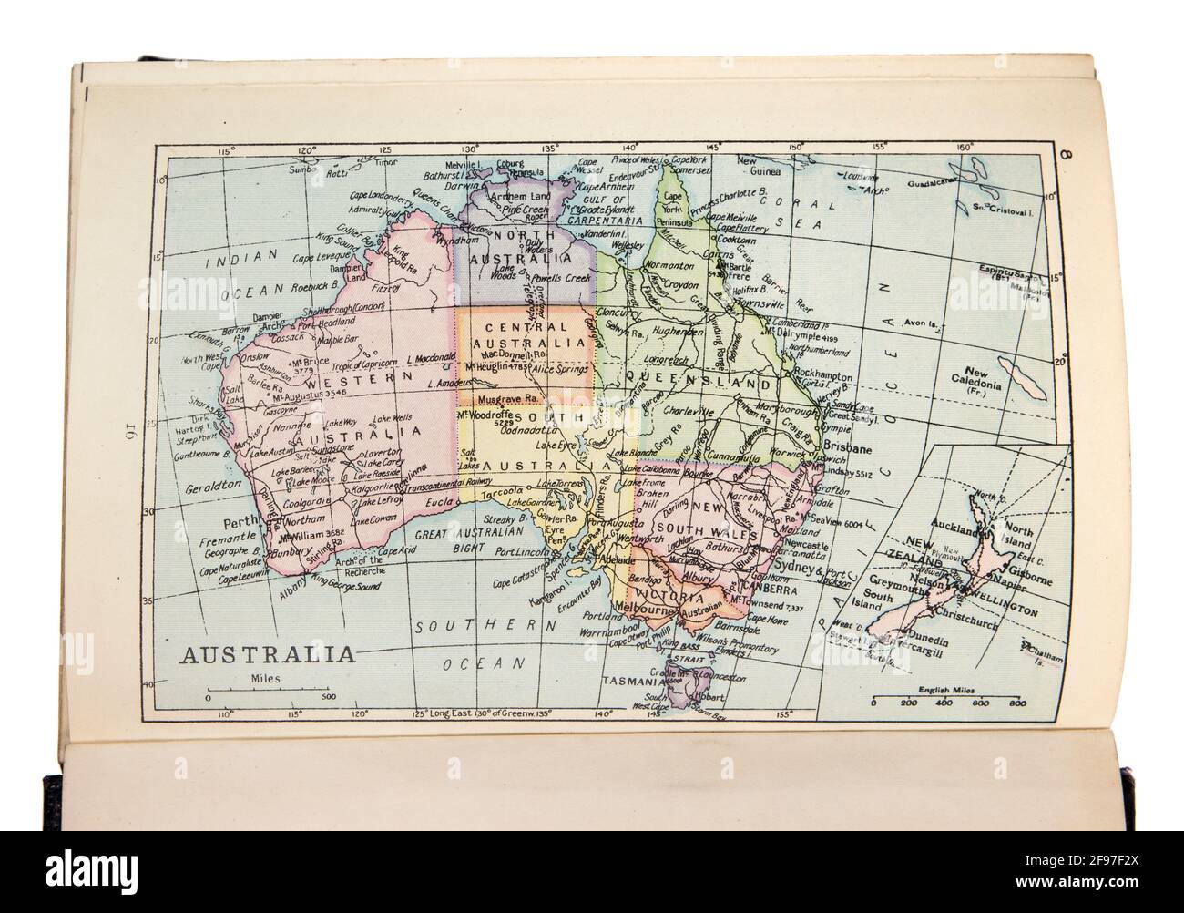 Map of Australia in the The New Standard Encyclopaedia and World Atlas, published by Odhams in 1932 Stock Photo