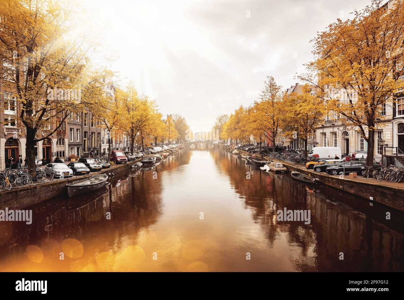 Autumn colors of a canal in Amsterdam, Netherlands Stock Photo Alamy