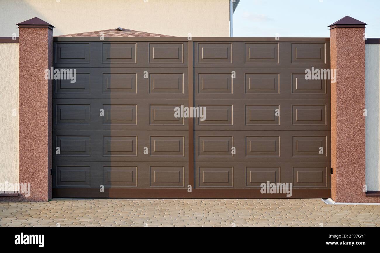 Modern brown PVC gates Stock Photo